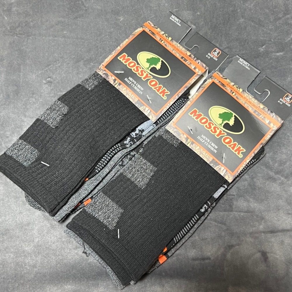 Mossy Oak Mens Crew Socks 4 Pair Bundle Half Cushion Arch Support‎ Back 6-12